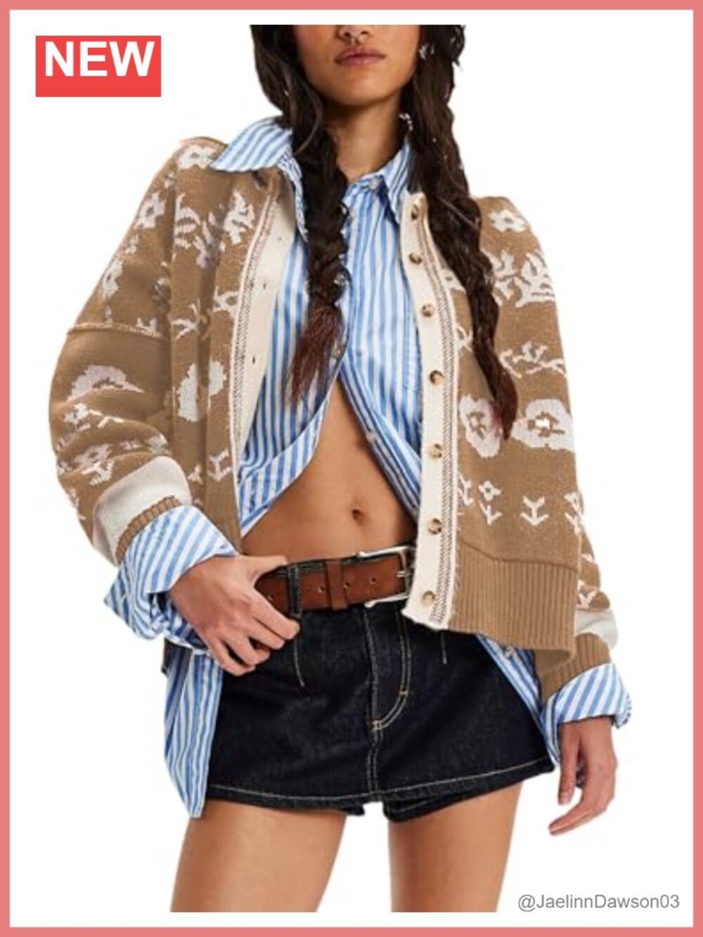 Womens Floral Long Sleeve Button Down Knit Cardigan Sweater